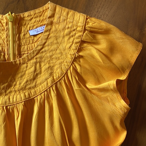 Calypso bright yellow-orange silk dress - Picture 2 of 7